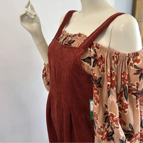 NWT Simons Wide Wale Corduroy Cropped Overalls - Picture 6 of 15